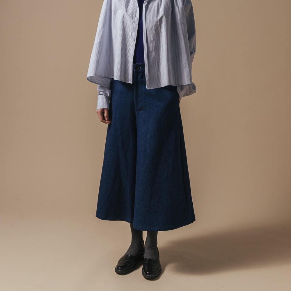 ELEPH London Culotte in Blue Denim. Eco-dyed.
